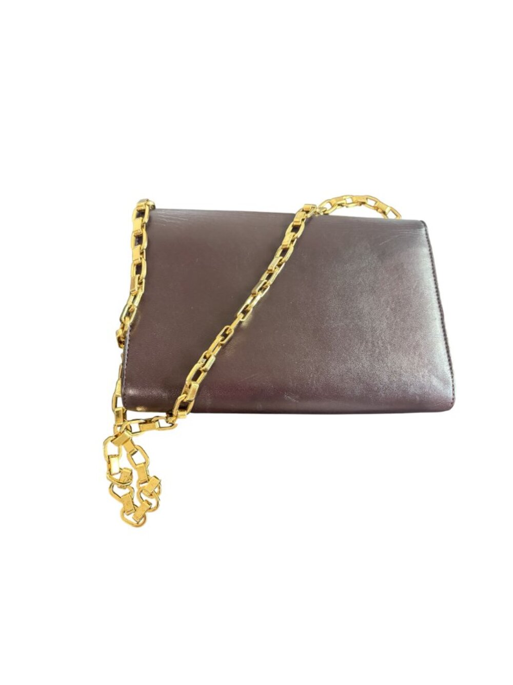 Louis Vuitton Quetsche Box Calfskin Leather Chain Louise GM Clutch Bag in Eggpla - Picture 6 of 13